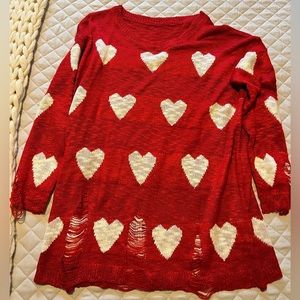 Distressed heart sweater